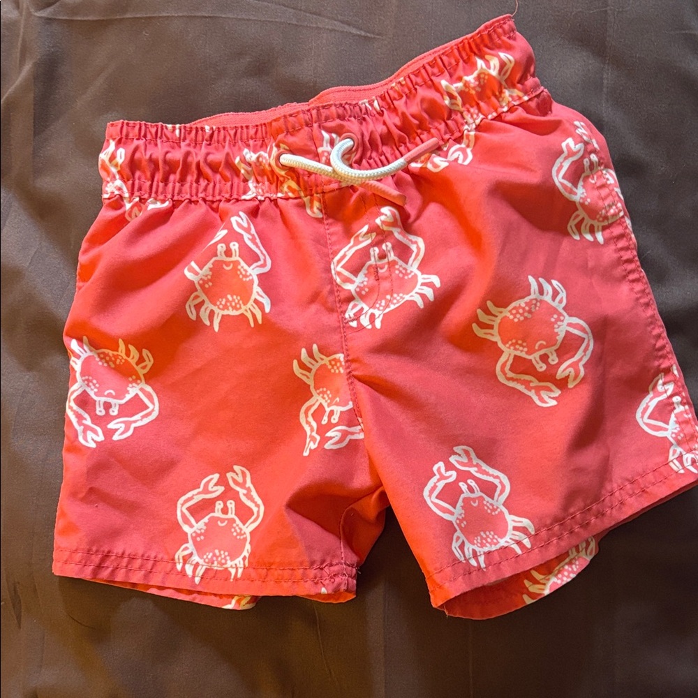 Cat & Jack Red Crab-Print Swim Shorts